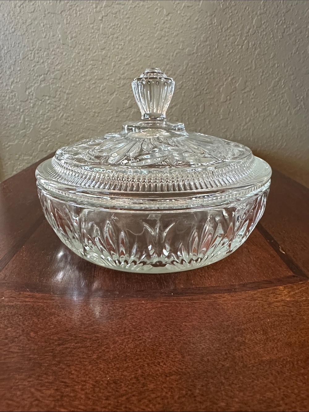 Vintage Avon Clear Pressed Glass Covered Candy Dish / Trinket Box